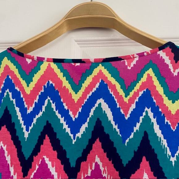 Lilly Pulitzer Gretchen Dress Hearts a‎ Flutter Multicolor Chevron Print Women M - Picture 4 of 12